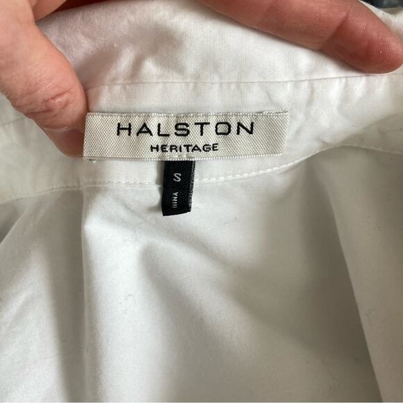Shirt Dress Halston Heritage Smock Sleeve Overlay White Women's Size Small - Picture 7 of 14